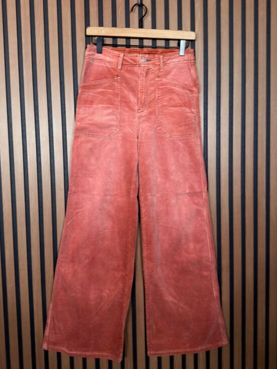 Pilcro Pants - Pilcro Pants 26 Womens Orange Corduroy Wide Leg Carpenter Stretch
